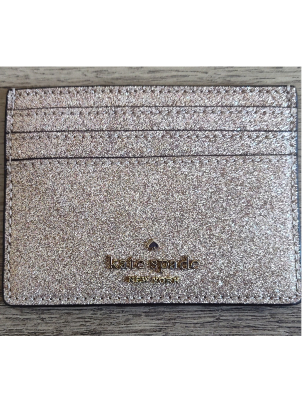 Women's Kate Spade Glitter Card Holder One Size Gold